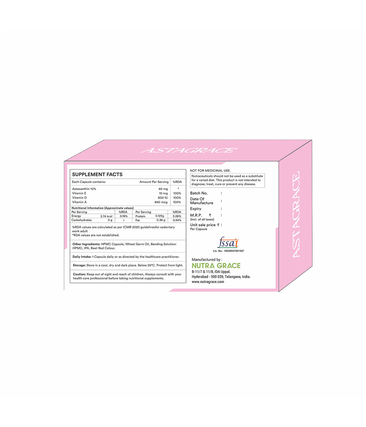 ASTAGRACE 500 MG HPMC CAPSULES