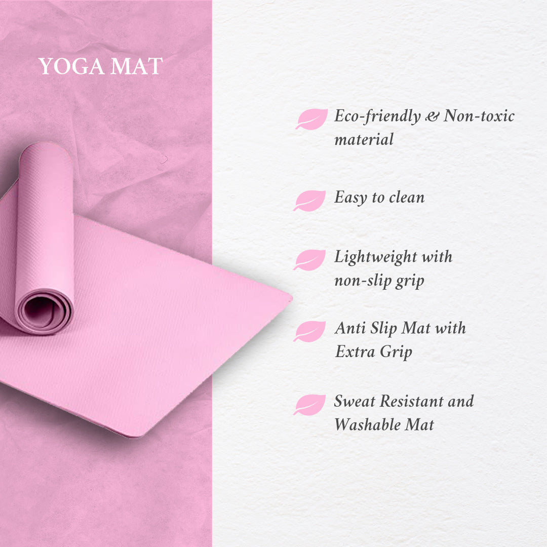 The Minies Naturals Anti Slip Yoga Mat with Carry Strap 8MM