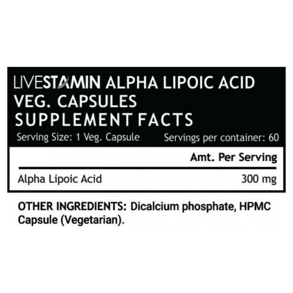Livestamin Alpha Lipoic acid 300 mg - 60 Vegetarian Capsules