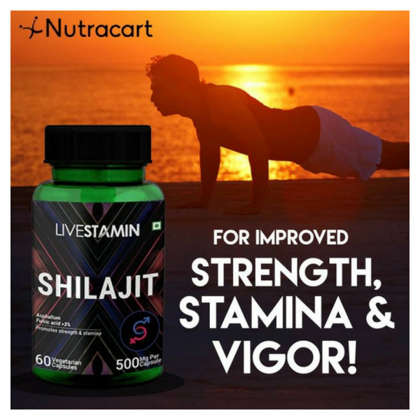 Livestamin Shilajit Extract, 500 mg - 60 Vegetarian Capsules For Stamina and Vitality