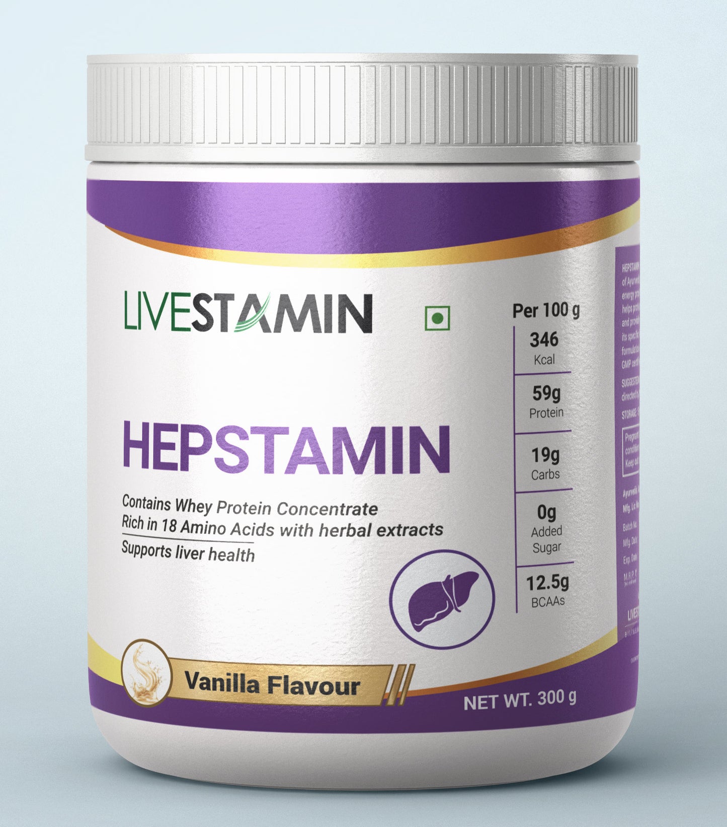 Livestamin Hepstamin Protein Powder for Liver Support & Care – 300 Grams (Vanilla)