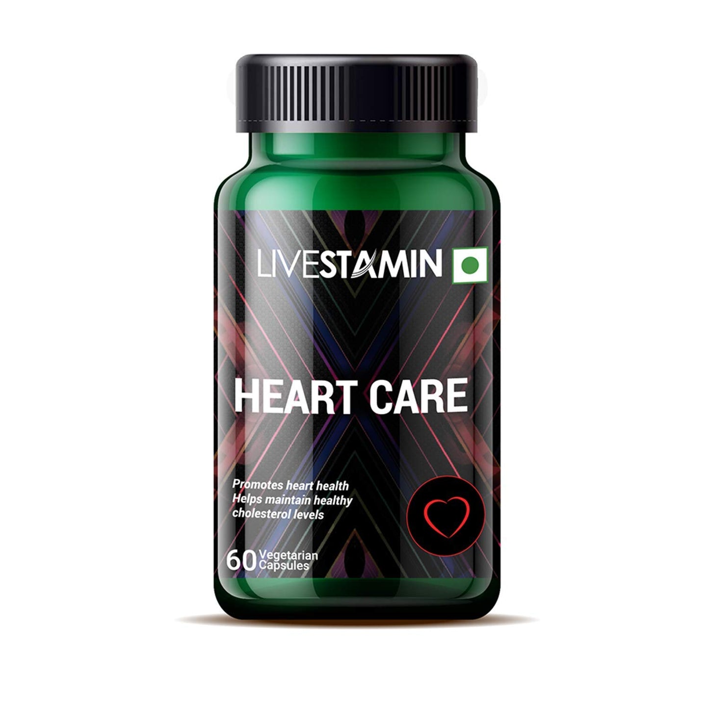 Livestamin Heart Care Supplement, Arjuna, Moringa, Ashwagandha, Green Tea, Curcumin - 60 Vegetarian Capsules