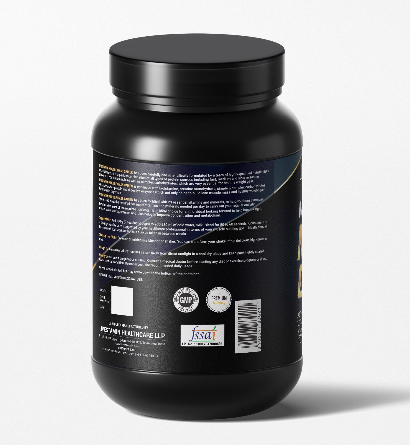 Livestamin Muscle Mass Gainer Body Building Protein Powder Supplement - 1 kg