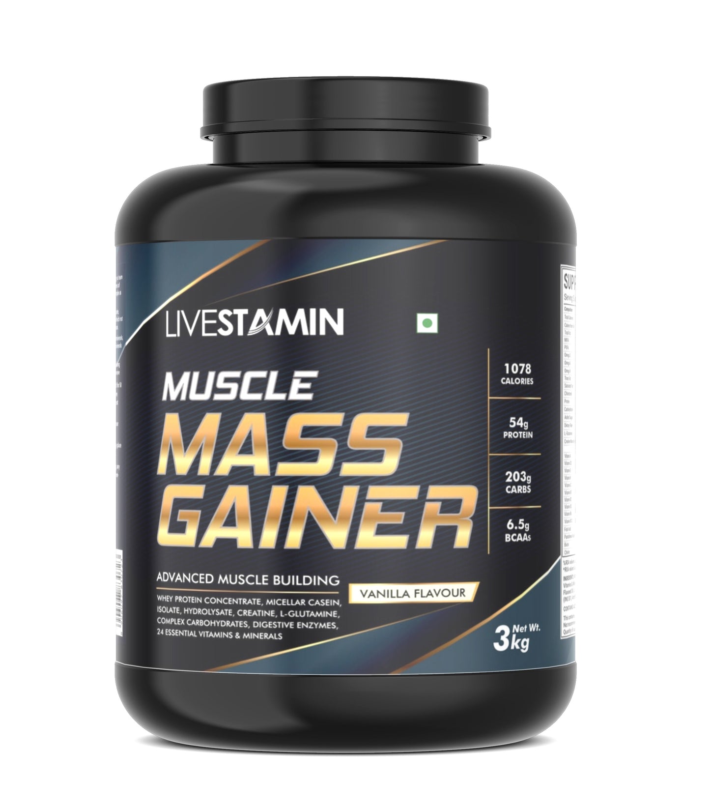 Livestamin Muscle Mass Gainer Body Building Protein Powder Supplement - 3 kg