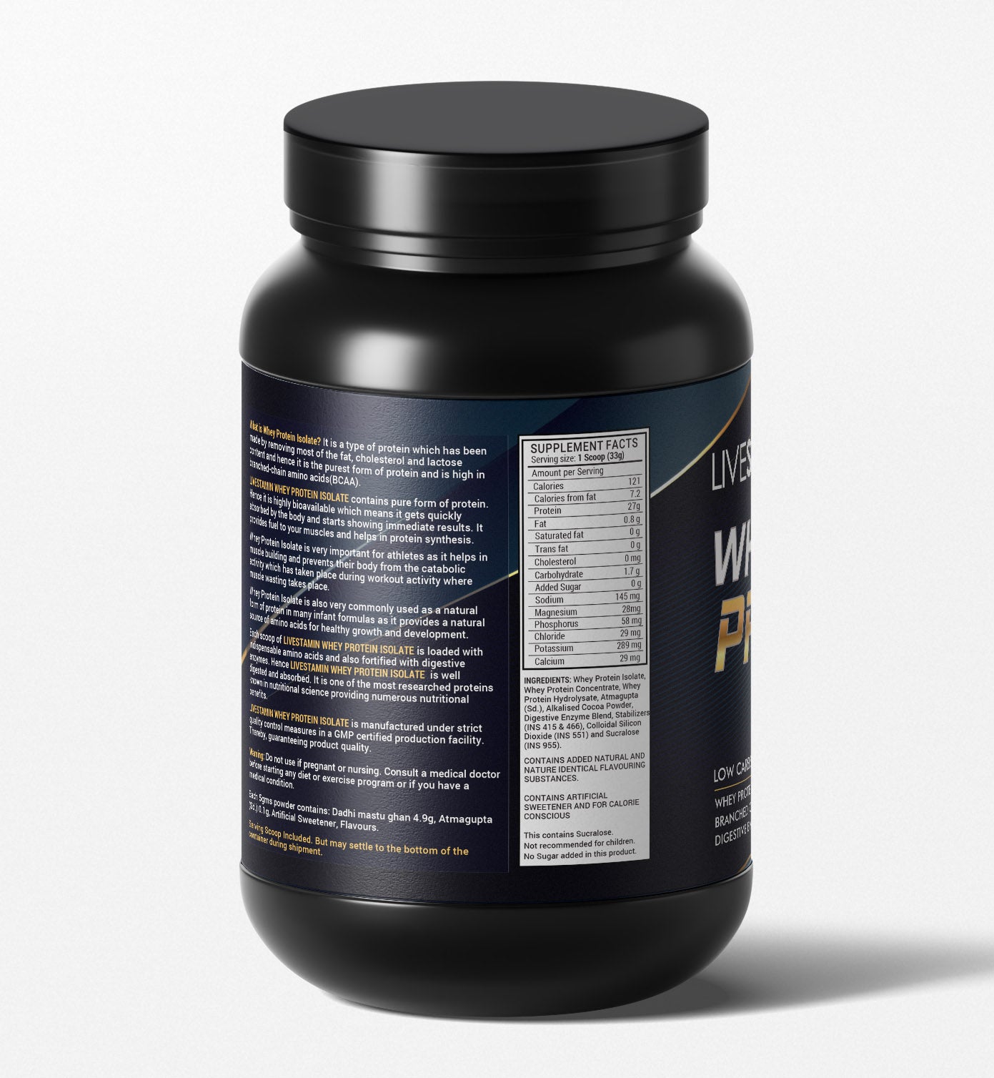 Livestamin 100% Isolate Whey Protein Powder Supplement – 1 kg