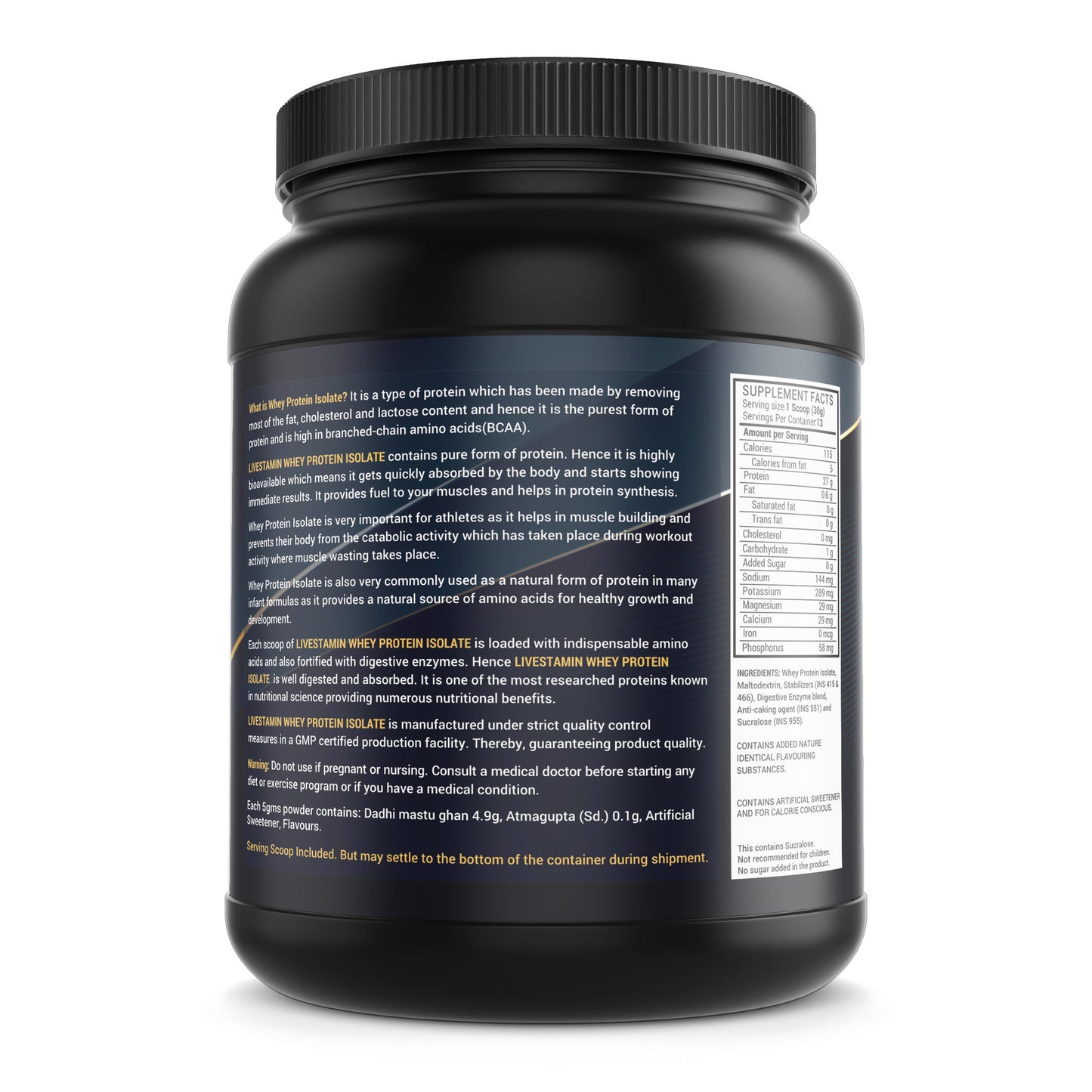 Livestamin 100% Isolate Whey Protein Powder Supplement - 400 grams