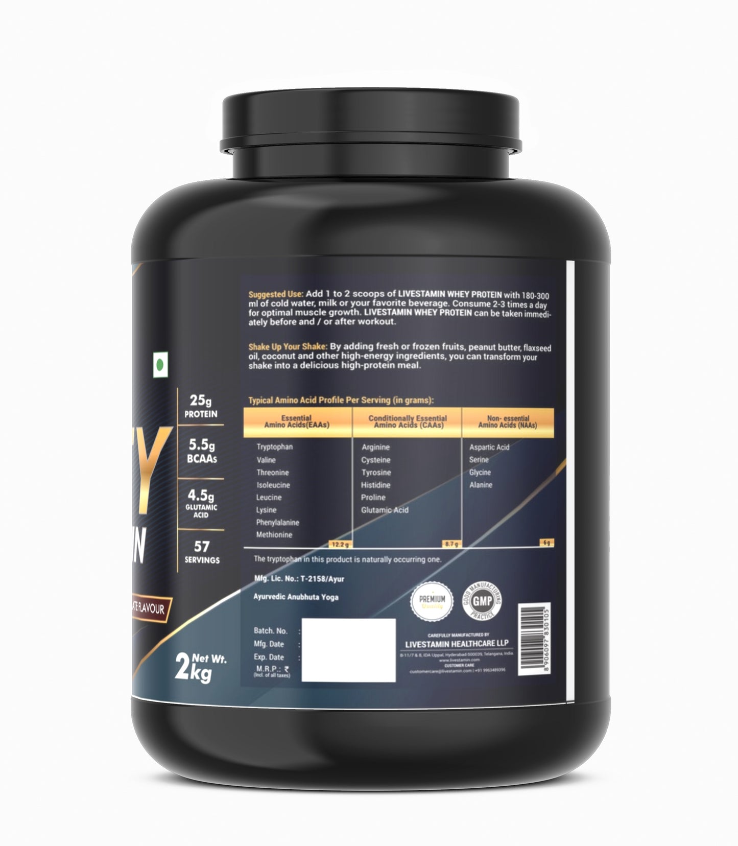 Livestamin Whey Protein Powder 2kg, Bodybuilding Supplement