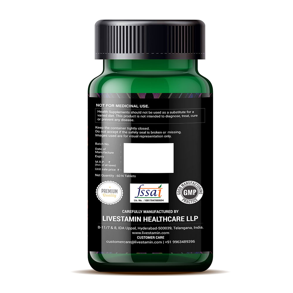 Livestamin Chelated Iron Folic Acid Supplement with Vitamin C, E, B12, Zinc & Selenium|60 Tablets