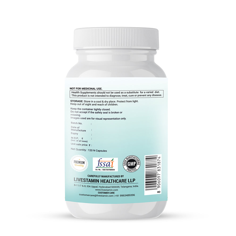 Livestamin Magnesium Glycinate with Zinc Supplement | 120 Veg. Capsules