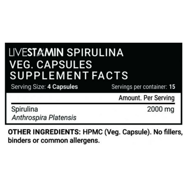 Livestamin Spirulina Capsules Supplement Facts - NutraCart