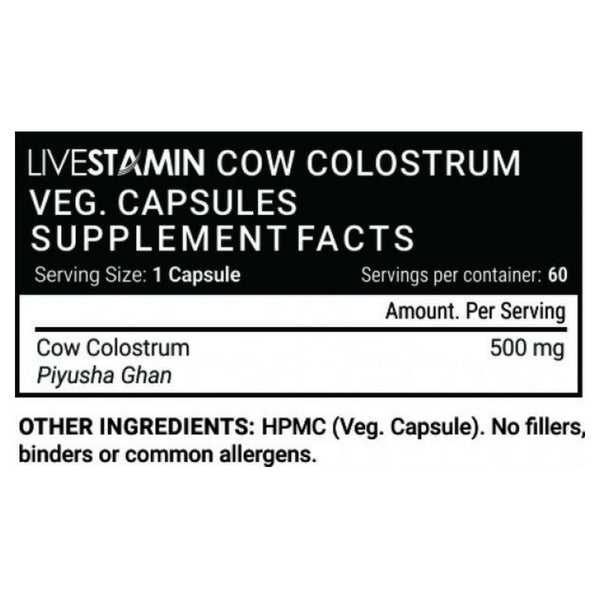Livestamin Colostrum Supplement 500 mg - 60 Vegetarian Capsule