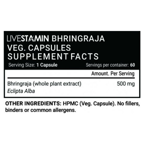 Livestamin Bhringraja Extract (500mg) Supplement, 60 Vegetarian Capsules