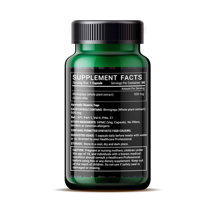 Livestamin Bhringraja Extract (500mg) Supplement, 60 Vegetarian Capsules