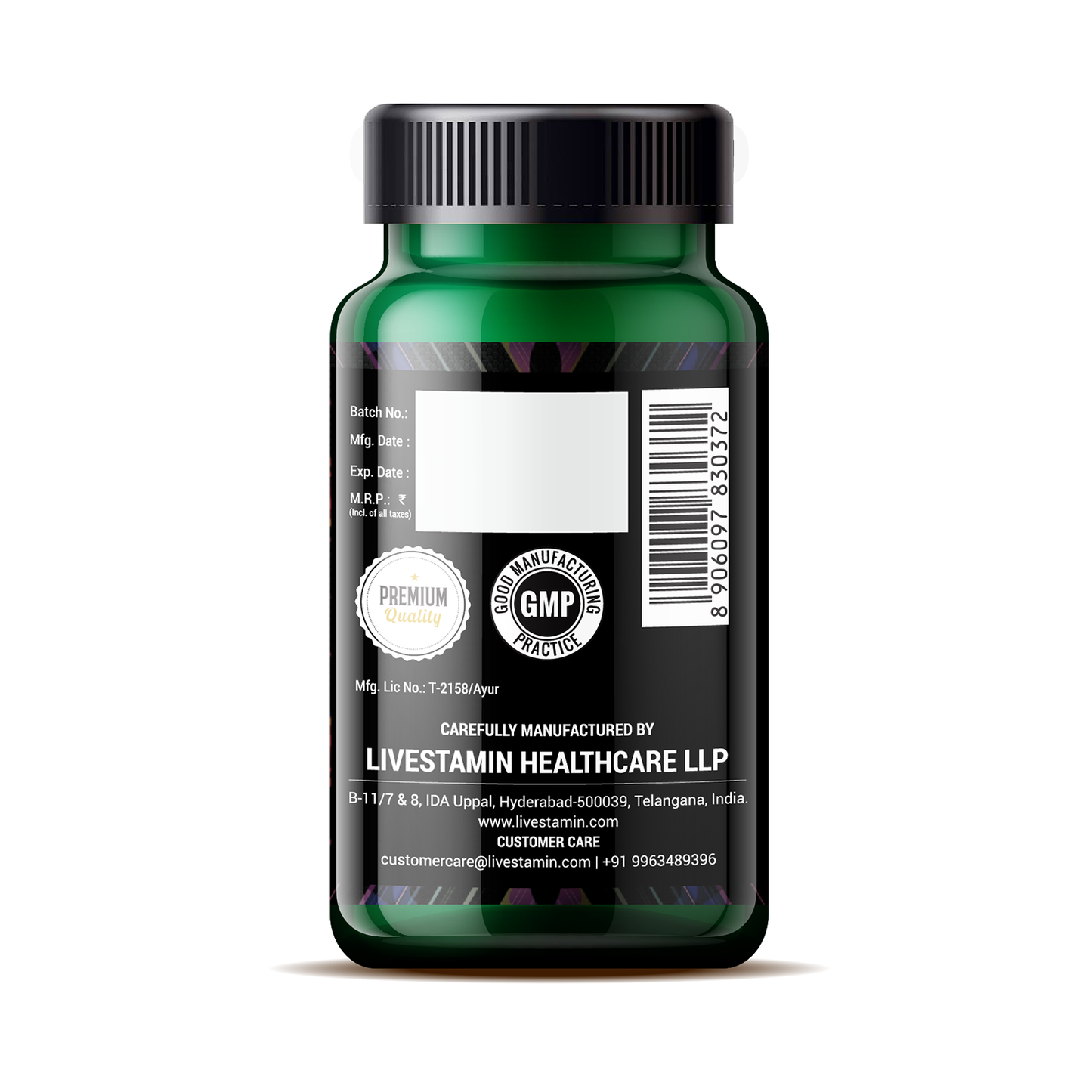 Livestamin Brahmi/Bacopa Monnieri Extract (Bacosides > 20%) Supplement, 500 mg - 60 Vegetarian Capsules