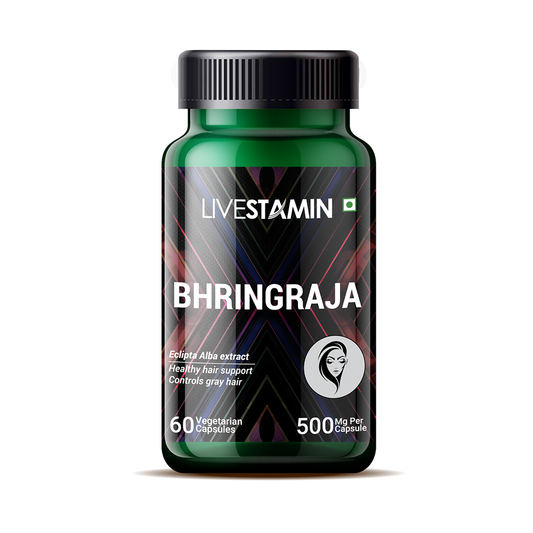 Livestamin Bhringraja Extract (500mg) Supplement, 60 Vegetarian Capsules