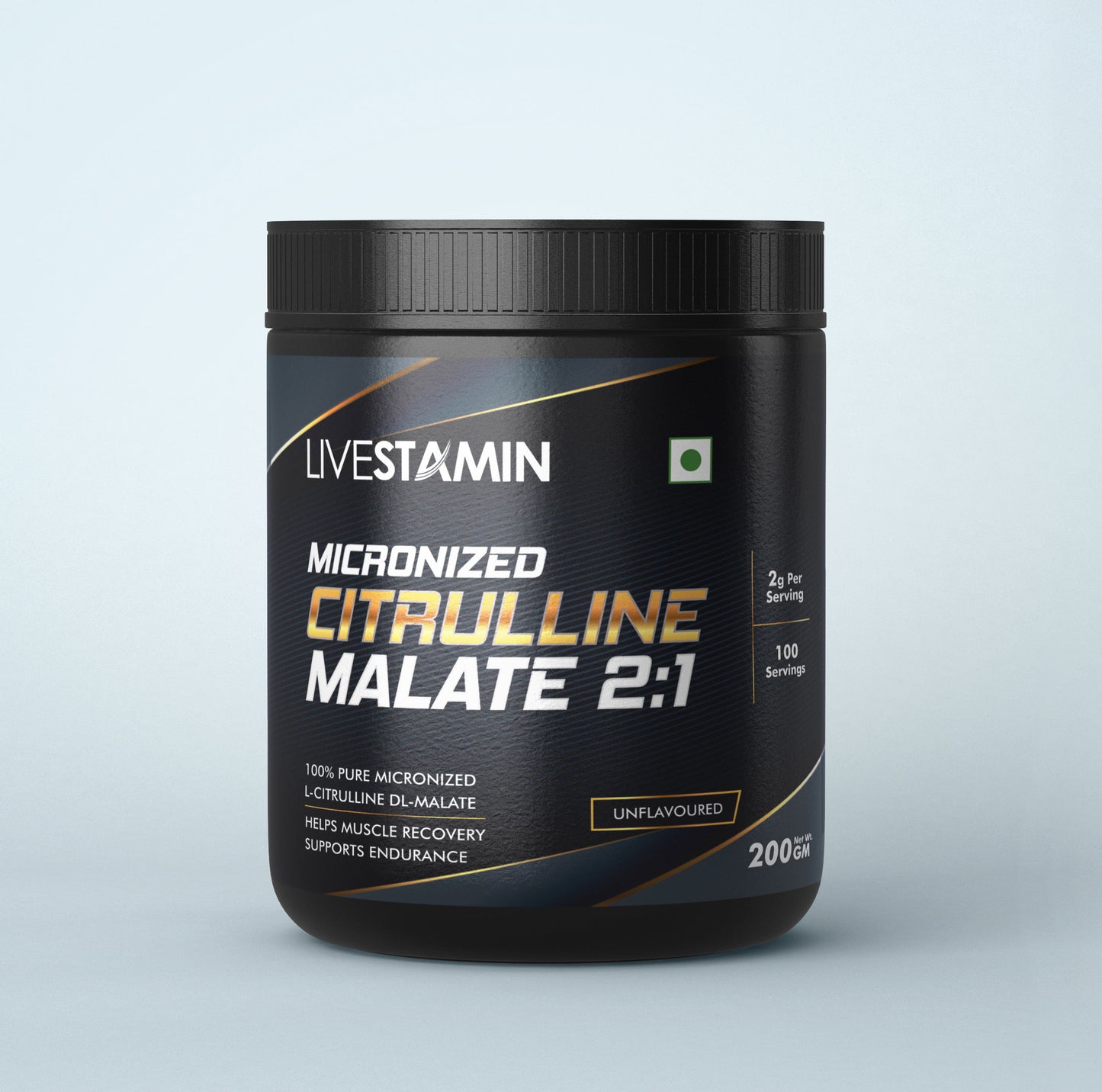 Livestamin Citrulline Malate Powder 2:1 Supplement - 200 grams (Unflavoured, 100 Servings)