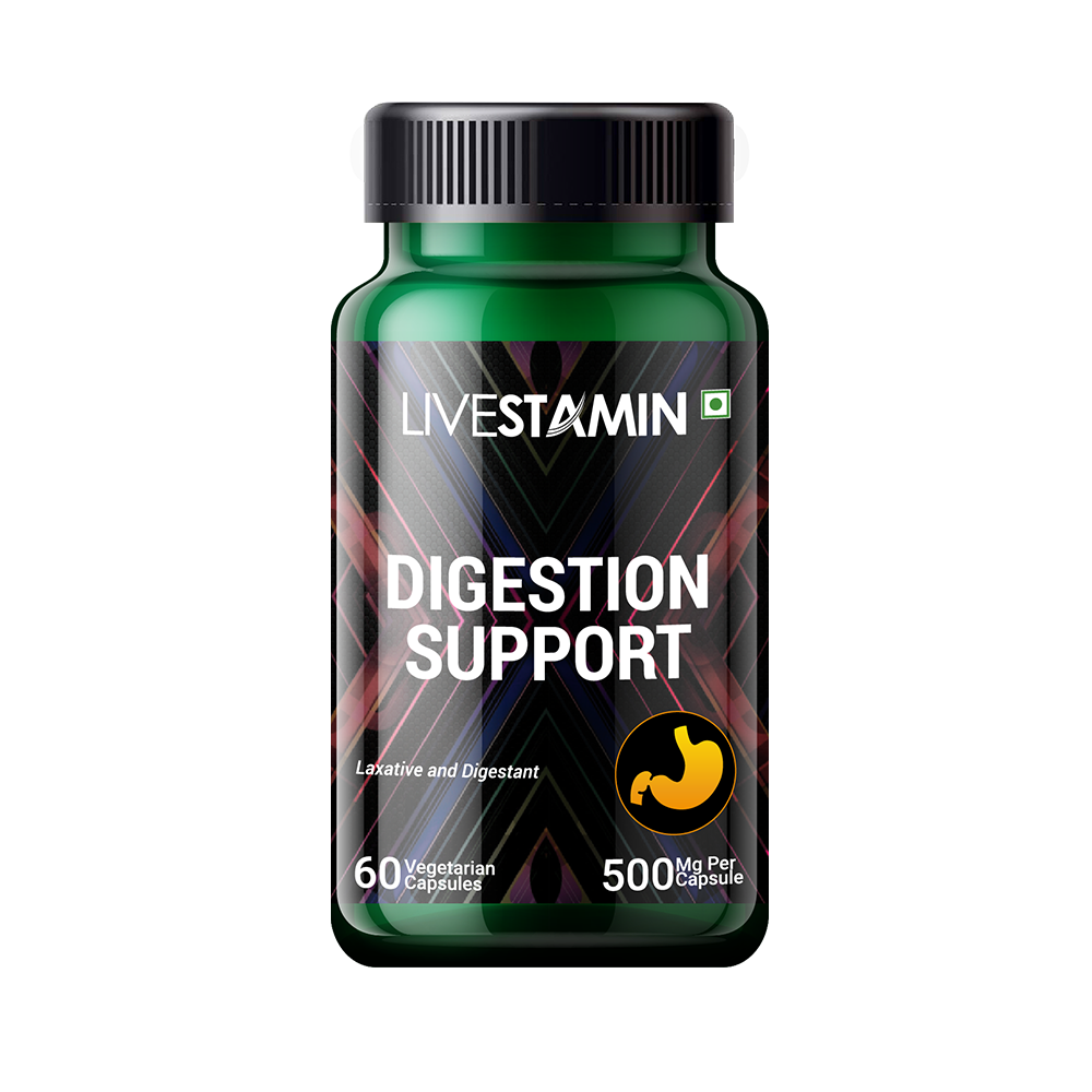 Livestamin Digestion Support Capsules Herbal Digestion Supplement (60 Vegetarian Capsules)