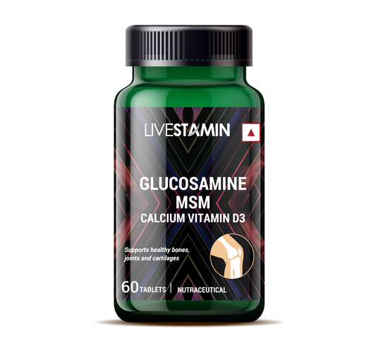 LIVESTAMIN  GLUCOSAMINE MSM CALCIUM VITAMIN D3 SUPPLEMENT (60 TABLETS)