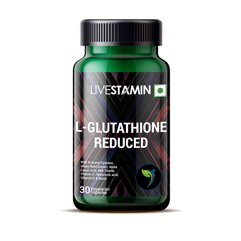 Livestamin L-Glutathione Reduced with Vitamin C, Biotin, Grapeseed extract, 30 Veg. Capsules
