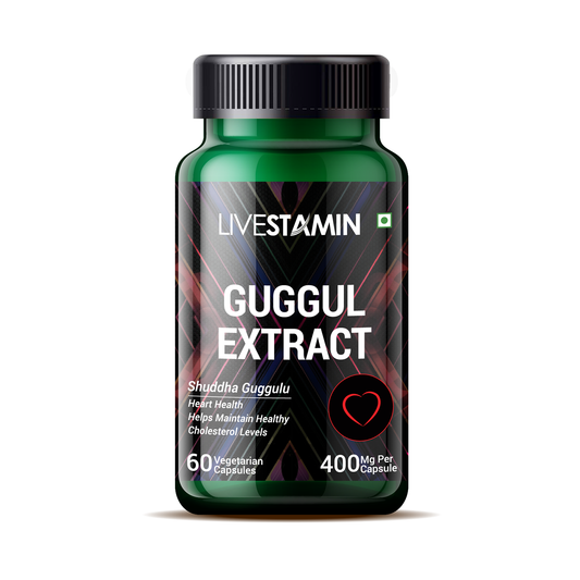 Livestamin Guggul Extract With 2.5% Guggul Sterones Supplement, 400 mg - 60 Vegetarian Capsules