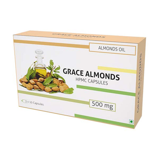 Grace Almonds - Almond Oil 500mg 30 Veg Capsules
