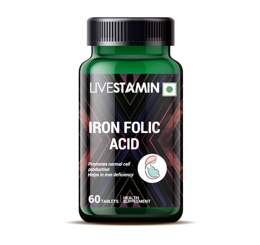 CHELATED IRON FOLIC ACID SUPPLEMENT WITH VITAMIN C, E, B12, ZINC & SELENIUM- 60 TABLETS