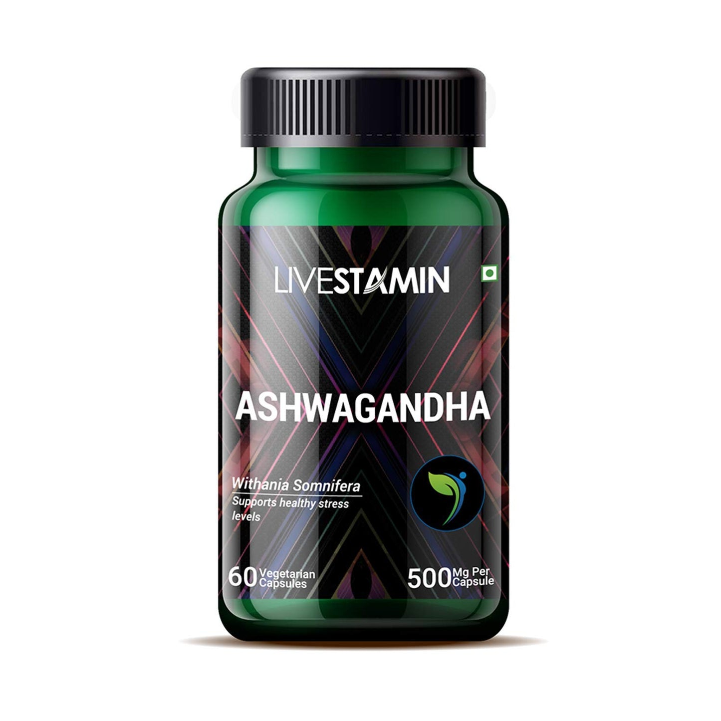 Livestamin Ashwagandha Extract Supplement (Withanolides >7%) 500 mg - 60 Vegetarian Capsules