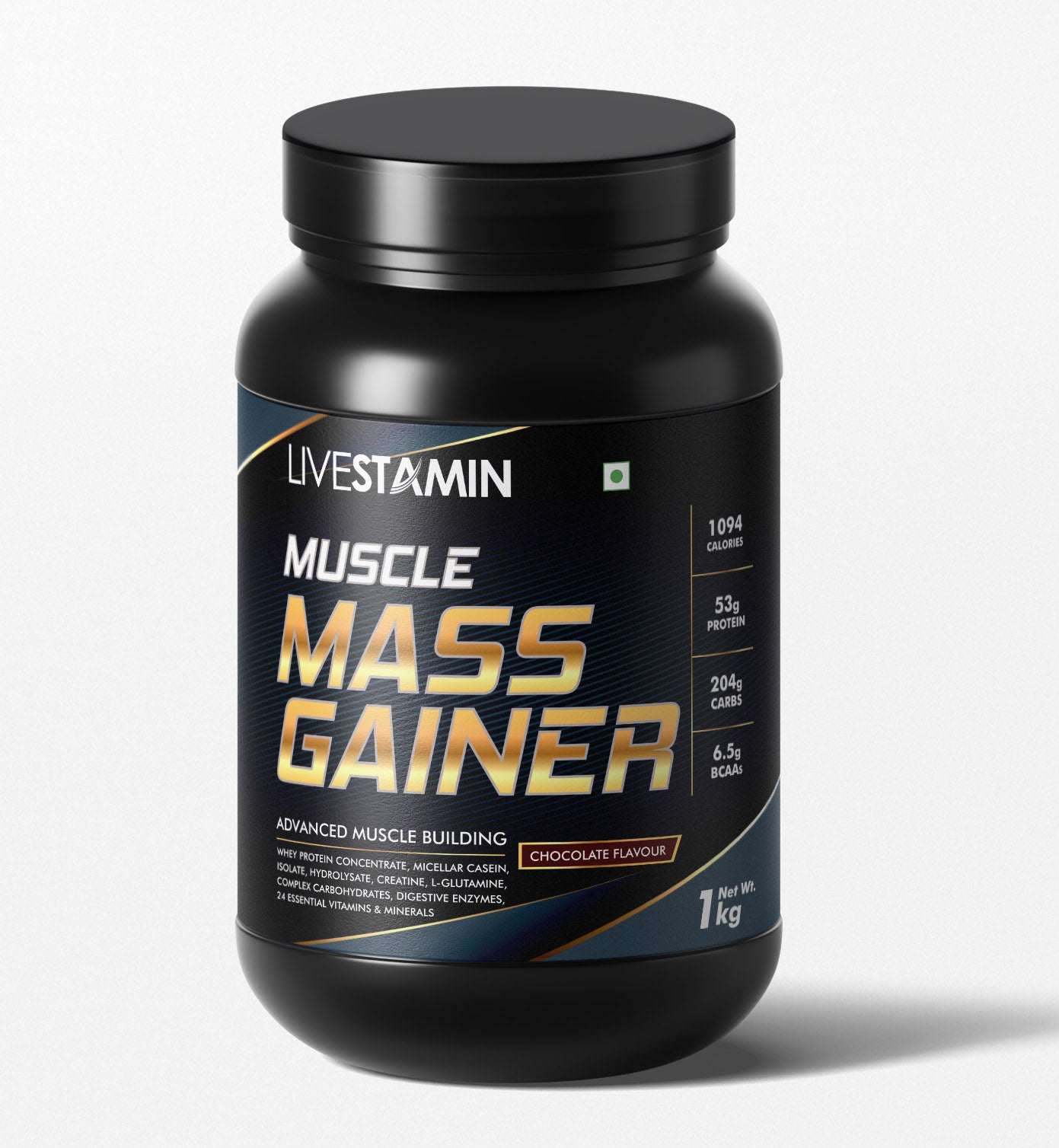 Livestamin Muscle Mass Gainer Body Building Protein Powder Supplement - 1 kg