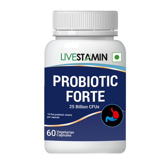 Livestamin Probiotic Forte Supplement 25 Billion Per Capsule With 14 Probiotic Strains – 60 Vegetarian Capsules