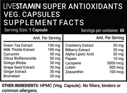 Livestamin Super Antioxidants Supplement (60 Vegetarian Capsules)