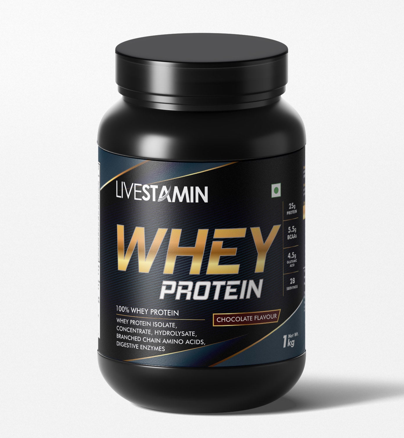 Livestamin Whey Protein Powder - Chocolate Flavour, Bodybuilding Supplement - 1 kg