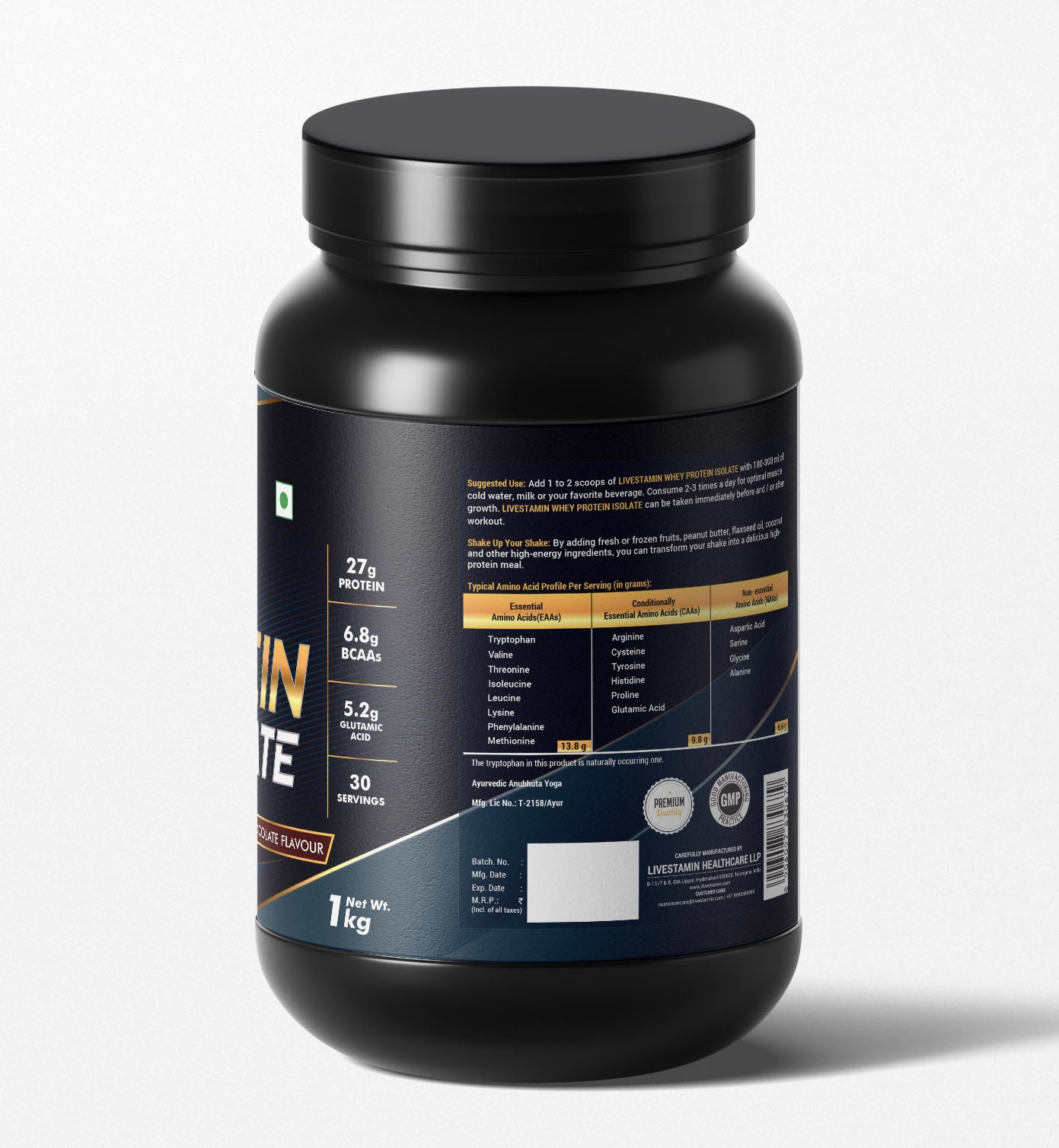 Livestamin 100% Isolate Whey Protein Powder Supplement – 1 kg