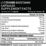 Livestamin Biostamin, Combination of Biotin with L-Tyrosine, Vitamin C, Selenium, Zinc, Iron, Folic acid and Vitamin B12-30 Capsules